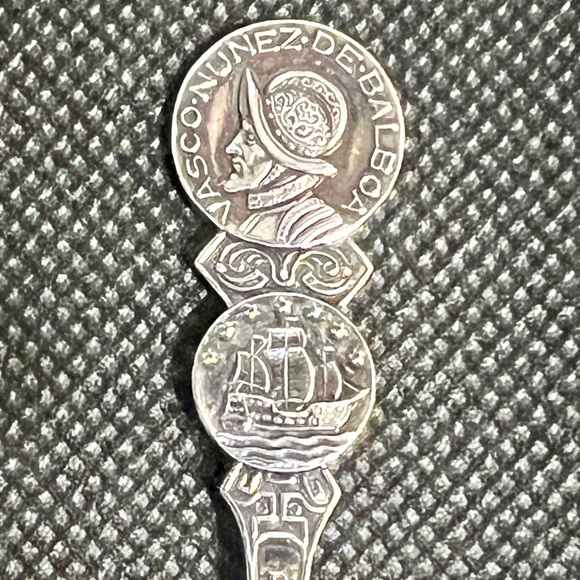 Vintage Vasco Nunez de Balboa Panama Spoon, engraved TH Marthinsen EPNS Norway - Picture 4 of 8